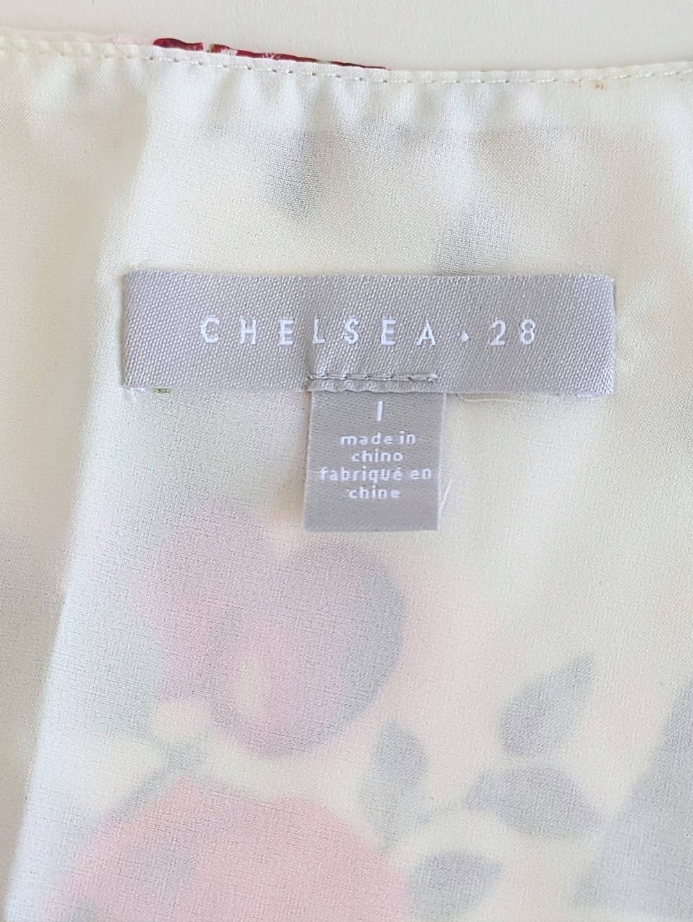 Chelsea28 One Shoulder Slip On Floral Maxi Dress Cream Red Berries Side Slit Lrg - Picture 6 of 12